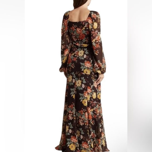 NWT $898 VERONICA BEARD Avani Floral Silk Chiffon Puff Sleeve Maxi Size 8 - Picture 3 of 9